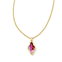 Framed Abbie Gold Short Pendant Necklace in Light Burgundy Illusion