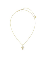 Pearl Gold Cross Short Pendant Necklace in White Pearl
