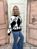 Black Bow Rhombus Sweater
