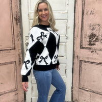 Black Bow Rhombus Sweater