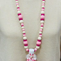 Wooden Nutcracker Necklace - Pink