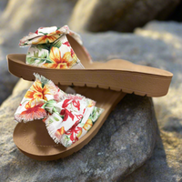 Spray Tan Sandal - White Floral Canvas