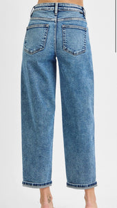 High Rise Crop Boyfriend Cuffed Jeans