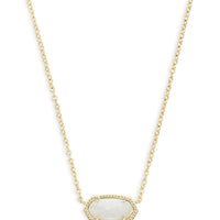 Elisa Gold Pendant Necklace in White Opal