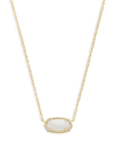 Elisa Gold Pendant Necklace in White Opal