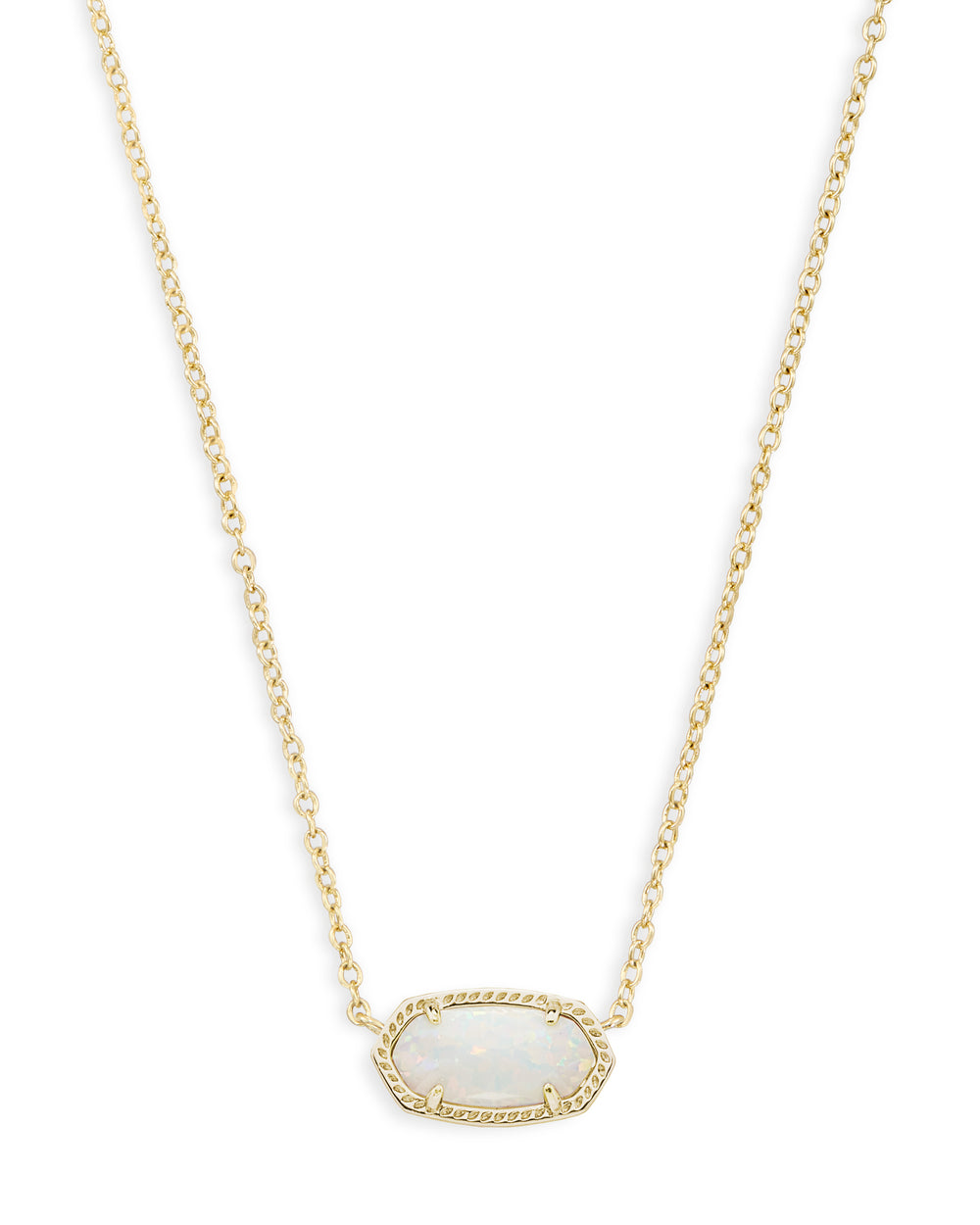 Elisa Gold Pendant Necklace in White Opal