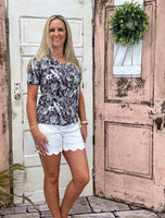 V-Neck Short Sleeve Top - JTBW
