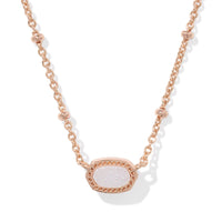 Mini Elisa Rose Gold Necklace in Iridescent Drusy