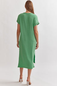 Jade Ribbed Short Sleeve Maxi Dress