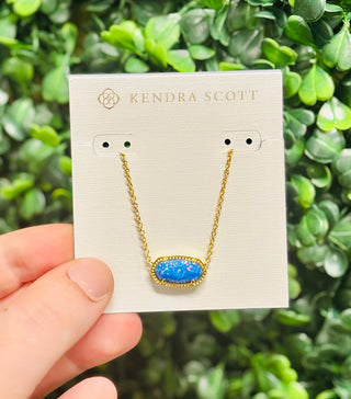 Elisa Gold Short Pendant Necklace in Periwinkle Opal