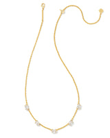 Cailin Gold Crystal Strand Necklace in White Crystal
