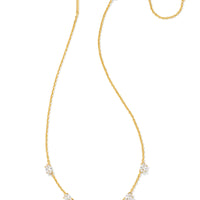 Cailin Gold Crystal Strand Necklace in White Crystal