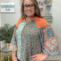 Mint Mixed Paisley Print Blouse