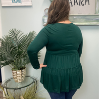 Green Cinched Long Sleeve Top