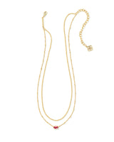 Emilie Gold Multi Strand Necklace in Burgundy Illusion
