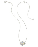 Grayson Silver Sunburst Framed Pendant Necklace in Iridescent Opalite Illusion
