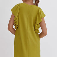 Chartreuse Ribbed Sleeveless Dress