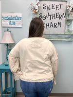 Natural Washed Lace Puff Sleeve Top
