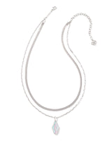 Evelyn Rhodium Multi Strand Necklace in Rock Crystal Dichroic
