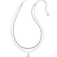 Evelyn Rhodium Multi Strand Necklace in Rock Crystal Dichroic