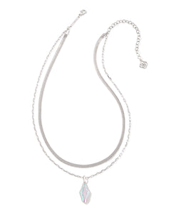 Evelyn Rhodium Multi Strand Necklace in Rock Crystal Dichroic