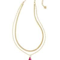 Evelyn Gold Multi Strand Necklace in Dark Magenta Illusion