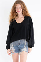 Black Rhinestone Fringe Sweatshirt
