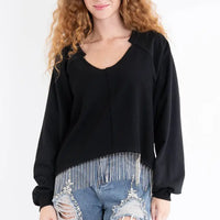 Black Rhinestone Fringe Sweatshirt