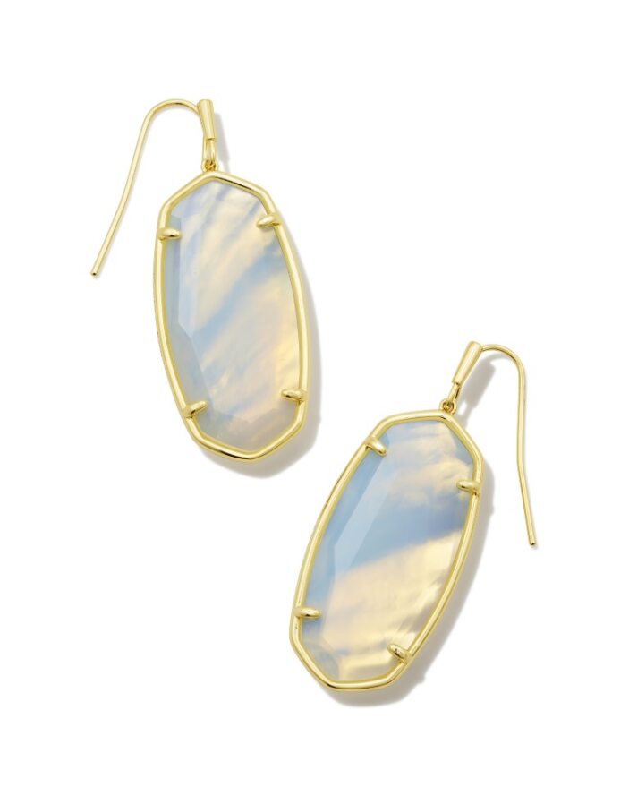 Faceted Elle Gold Drop Earring in Iridescent Opalite Illusion