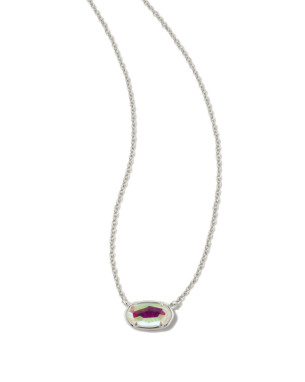 Grayson Short Necklace Rhodium in Dichroic Glass