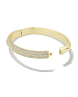 Mikki Pave Gold Bangle Bracelet in White Crystal
