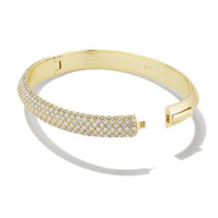 Mikki Pave Gold Bangle Bracelet in White Crystal