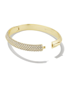 Mikki Pave Gold Bangle Bracelet in White Crystal