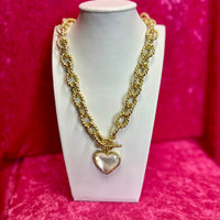 Haisley Heart Gold Statement Necklace in Ivory Mother of Pearl