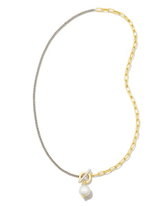 Leighton Pearl Chain Necklace Mixed Metal Pearl