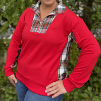 Red Jasper Plaid Pullover