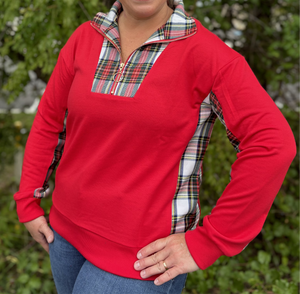 Red Jasper Plaid Pullover