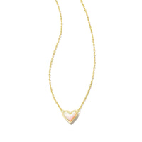 Framed Ari Heart Necklace Gold in White Opalescent Resin