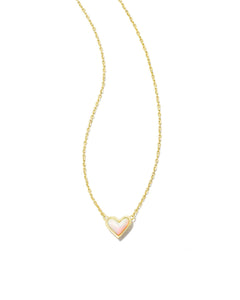 Framed Ari Heart Necklace Gold in White Opalescent Resin