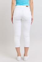 Mid-Rise White Capri with Cuff
