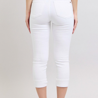 Mid-Rise White Capri with Cuff