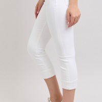 Mid-Rise White Capri with Cuff