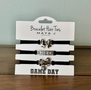 Game Day Bracelet Hair Ties - Cheer (Silver)