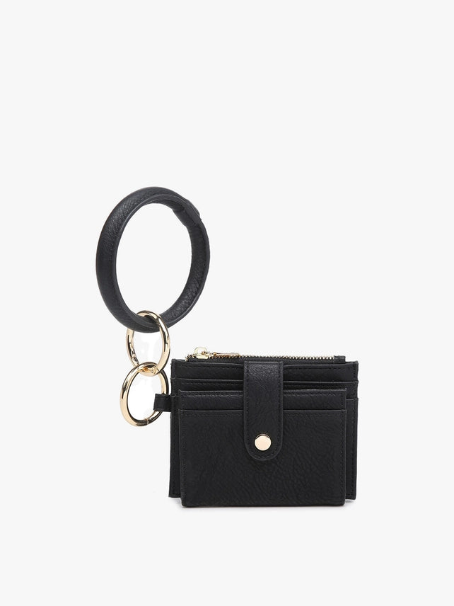 Sammie Mini Snap Wallet with Ring - Black