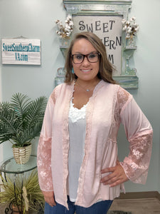 Pure Pink Ribbed Lace Cardigan