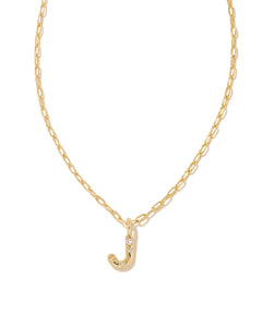 Crystal Letter J Gold Short Pendant Necklace in White Crystal