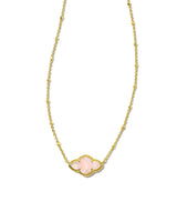 Abbie Gold Pendant Necklace in Rose Quartz
