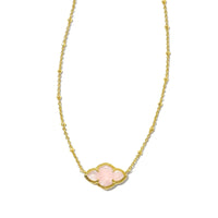 Abbie Gold Pendant Necklace in Rose Quartz