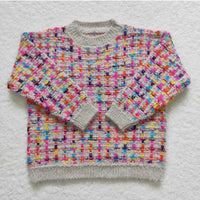 Girls Pink Plaid Sweater