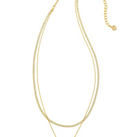 Elisa Herringbone Gold Multi Strand Necklace in Iridescent Drusy